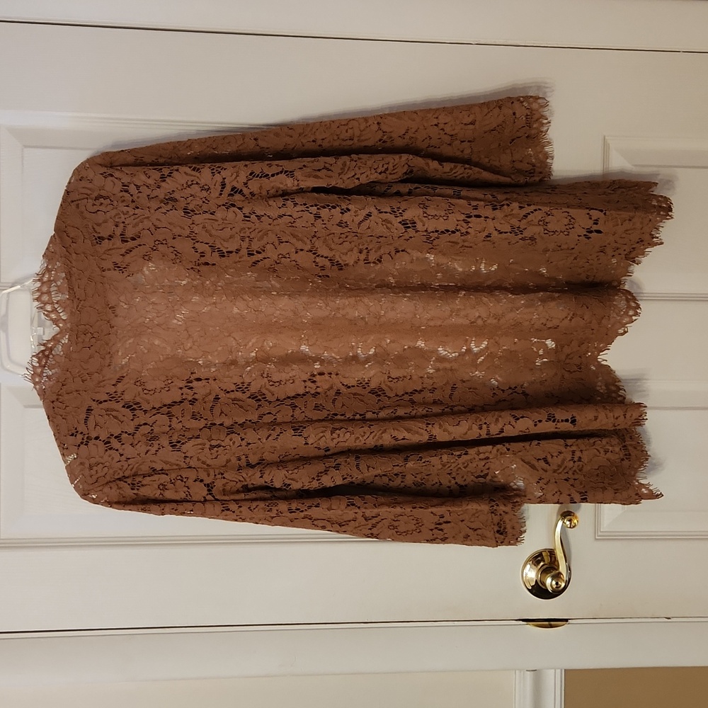 Isaac Mizrahi Live! Lace Open Front Cardigan Jacket  NWOT Size Large - Picture 2 of 9